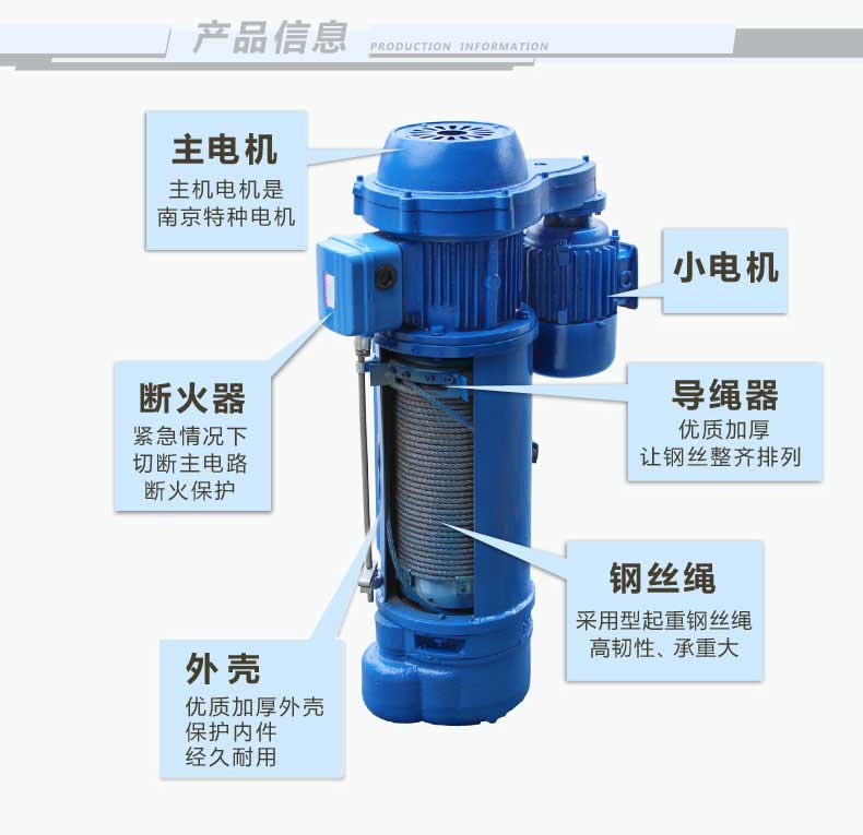 1噸鋼絲繩電動葫蘆規格